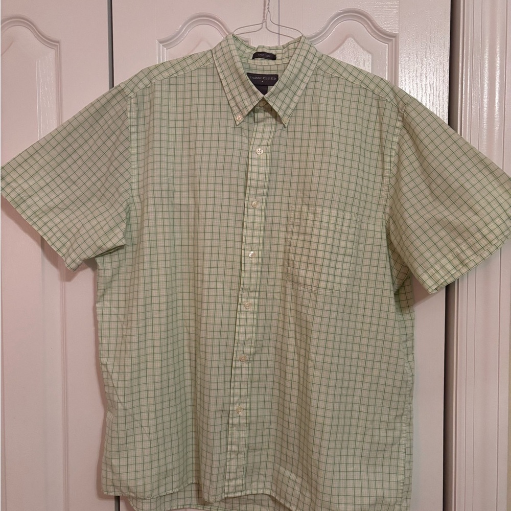 Saddlebred Light Green Plaid Button Down Shirt